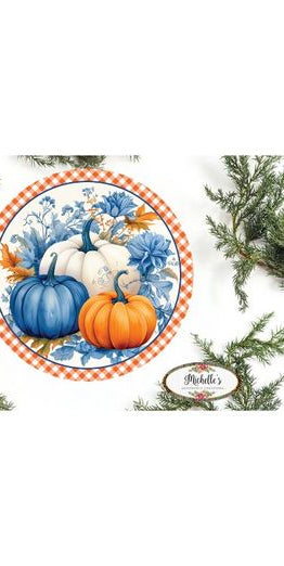Blue Pumpkin Fall Foliage Plaid Sign - Wreath Accent Sign - Michelle's aDOORable Creations - Signature Signs