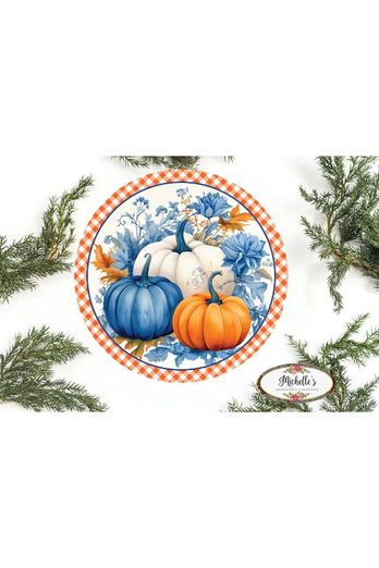 Shop For Blue Pumpkin Fall Foliage Plaid Sign - Wreath Accent Sign