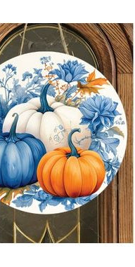 Blue Pumpkin Fall Foliage Sign - Wreath Accent Sign - Michelle's aDOORable Creations - Signature Signs