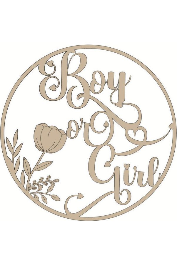 Boy or Girl Circle Script Wood Cutout - Unfinished Wood - Michelle's aDOORable Creations - Signature Signs