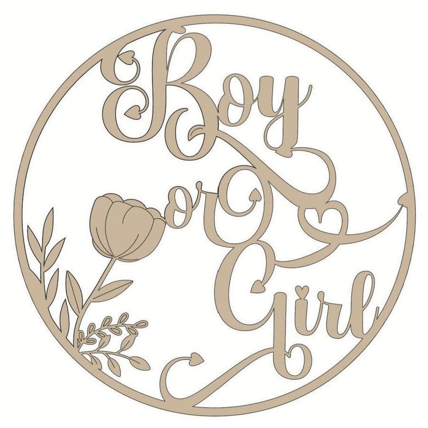Shop For Boy or Girl Circle Script Wood Cutout - Unfinished Wood at Michelle's aDOORable Creations
