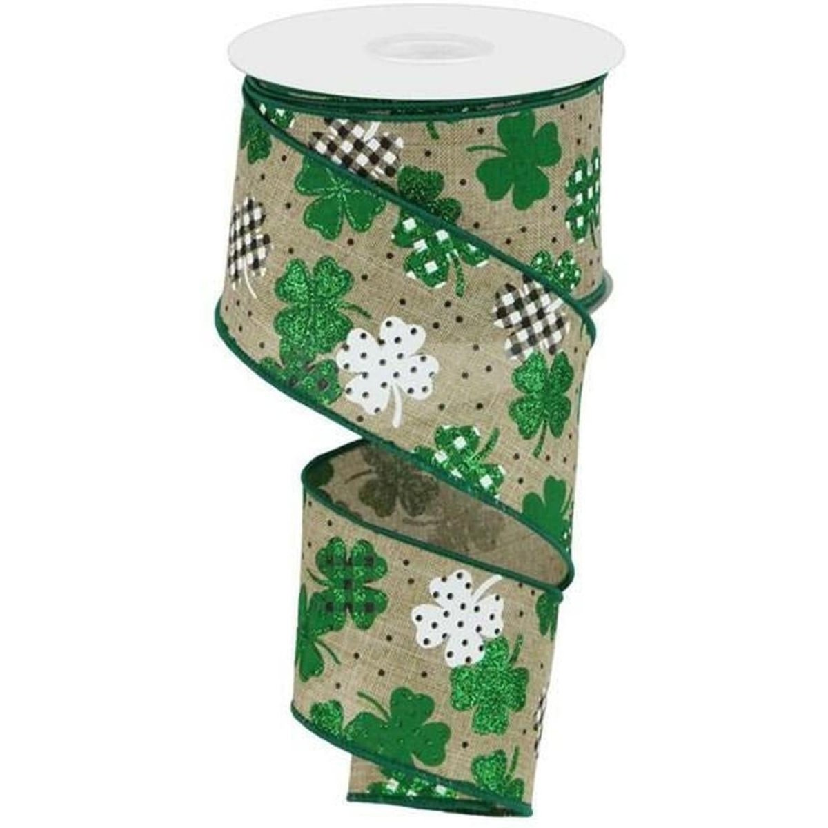 Shop For 2.5" Pattern Shamrock Ribbon: Light Beige (10 Yards)