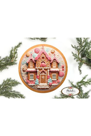 Candy Gingerbread Cookie House Faux 3D Sign - Wreath Enhancement - Michelle's aDOORable Creations - Signature Signs