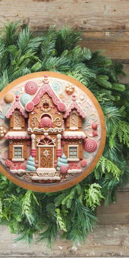 Candy Gingerbread Cookie House Faux 3D Sign - Wreath Enhancement - Michelle's aDOORable Creations - Signature Signs