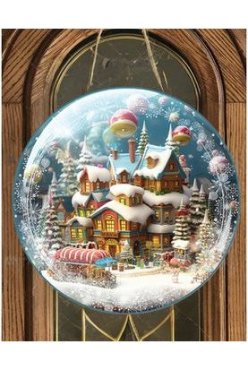 Candy Gingerbread Town Snow Globe - Wreath Enhancement - Michelle's aDOORable Creations - Signature Signs