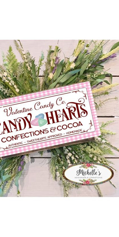 Candy Hearts Valentine Candy Sign - Wreath Enhancement - Michelle's aDOORable Creations - Signature Signs