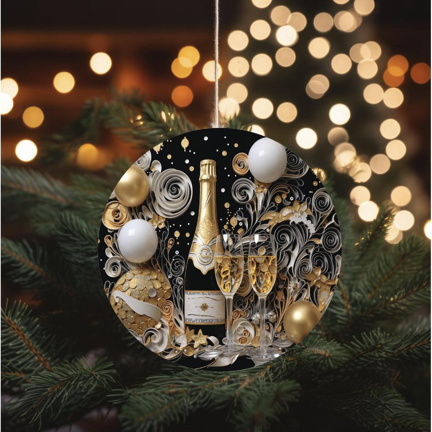 Shop For Champagne Glass New Year Round Sign - Wreath Enhancement at Michelle's aDOORable Creations