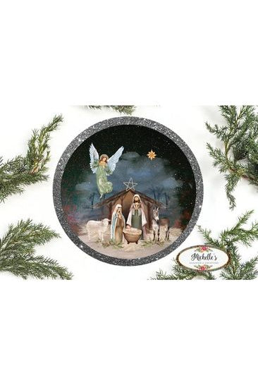 Shop For Christmas Nativity Round Sign - Wreath Enhancement