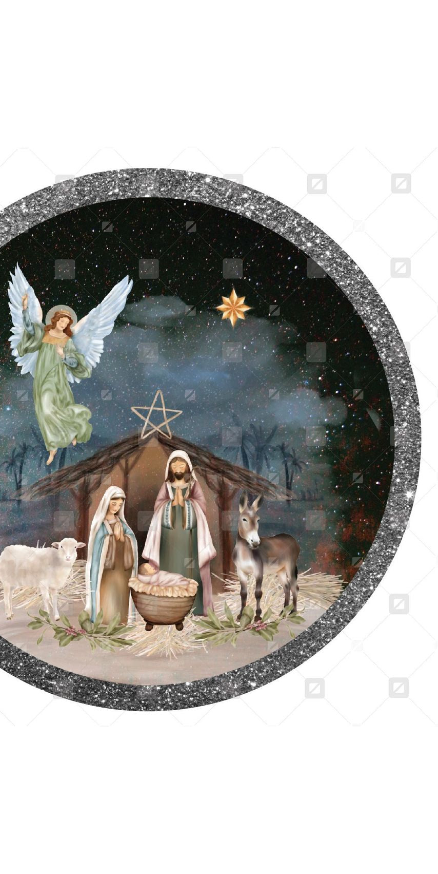 Christmas Nativity Round Sign - Wreath Enhancement - Michelle's aDOORable Creations - Signature Signs