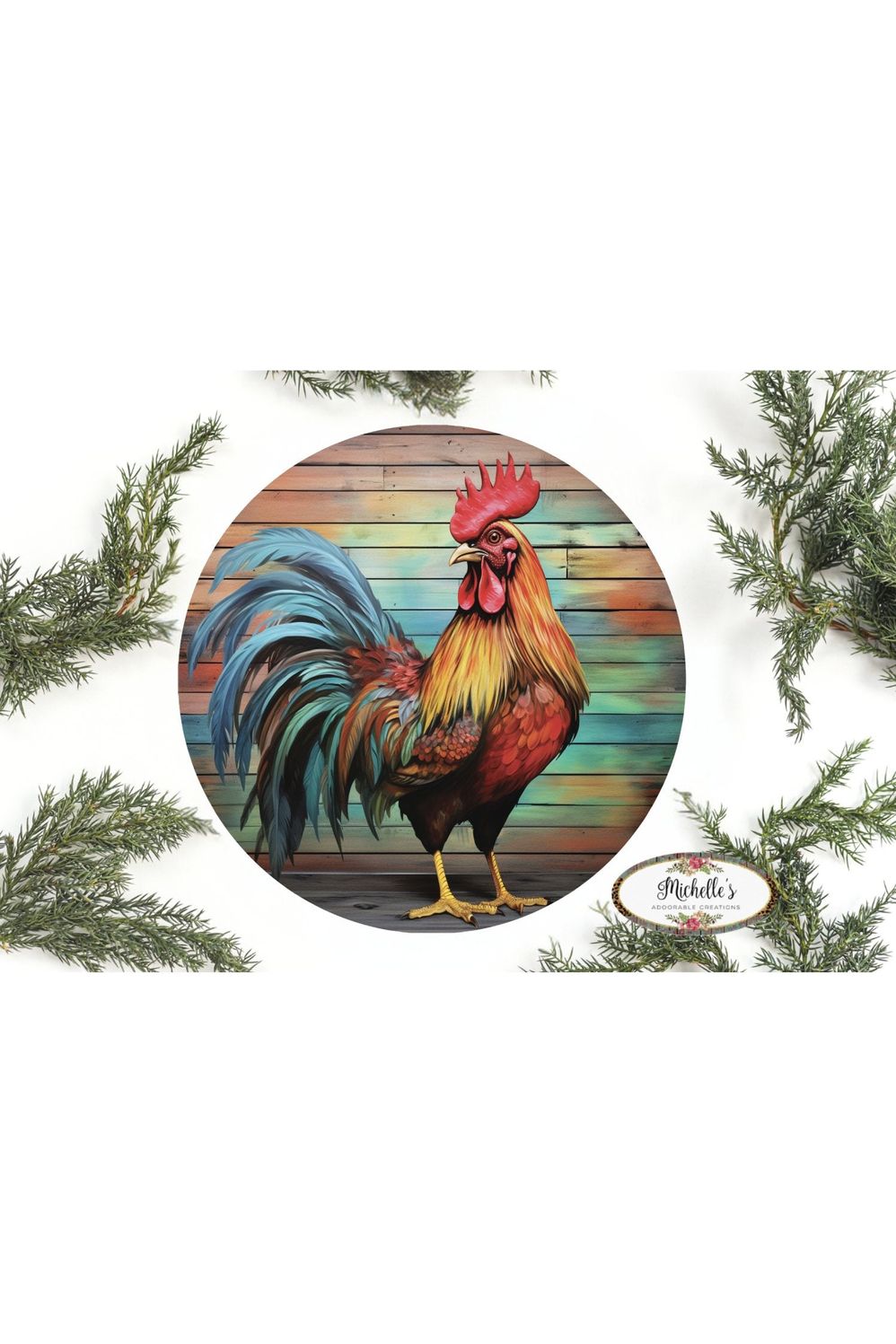 Colorful Rooster Round Sign - Michelle's aDOORable Creations - Signature Signs