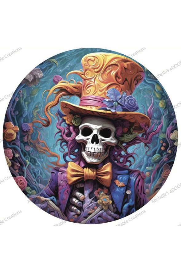 Shop For Colorful Skull Skeleton 3D Sign - Wreath Enhancement