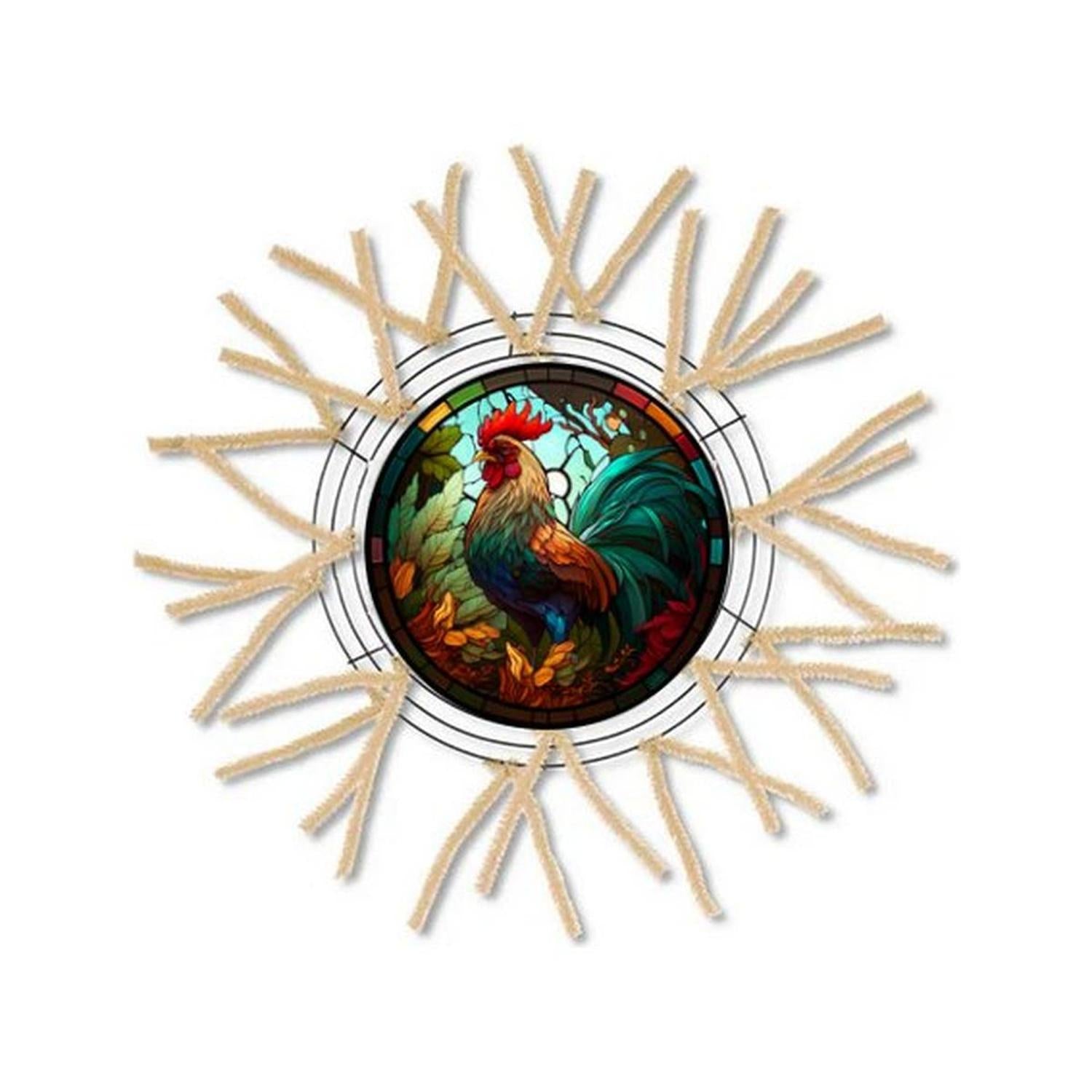 Colorful Stained Glass Rooster Sign