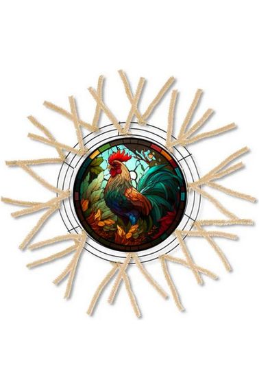 Shop For Colorful Stained Glass Rooster Sign - Wreath Enhancement