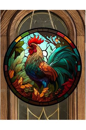 Shop For Colorful Stained Glass Rooster Sign - Wreath Enhancement