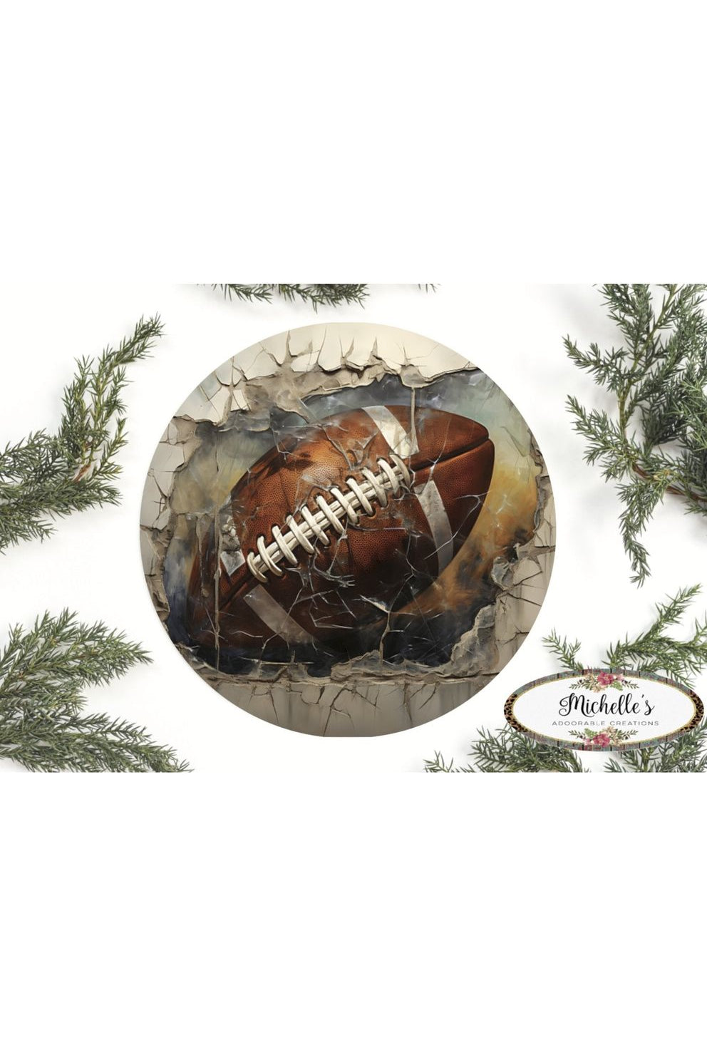 Cracked Wall Football Sign - Wreath Enhancement - Michelle's aDOORable Creations - Signature Signs