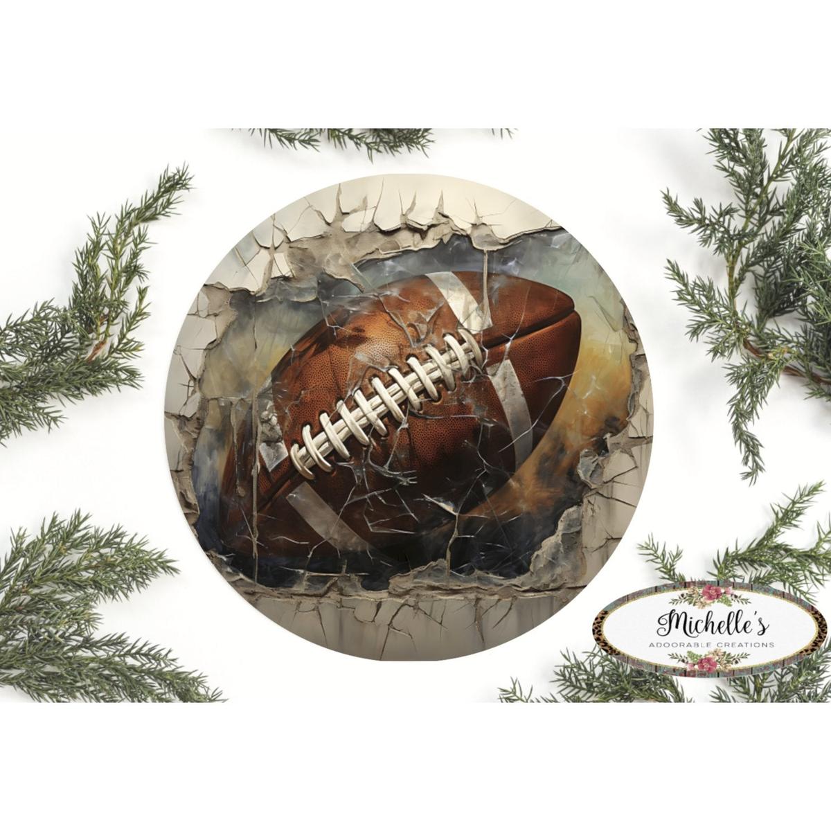 Shop For Cracked Wall Football Sign - Wreath Enhancement at Michelle's aDOORable Creations