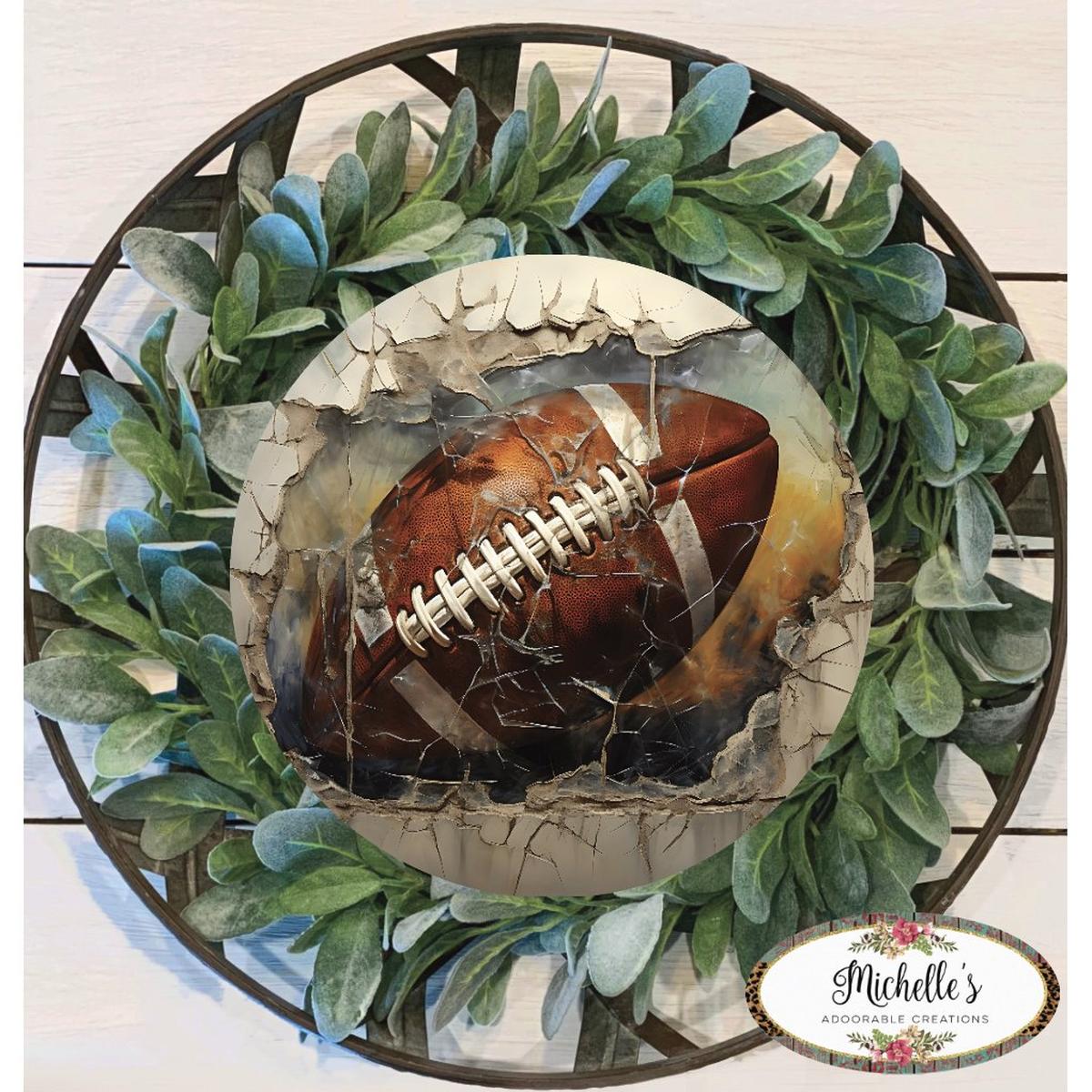 Shop For Cracked Wall Football Sign - Wreath Enhancement at Michelle's aDOORable Creations