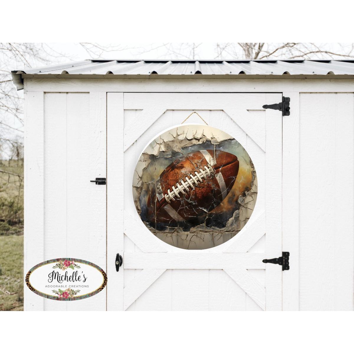 Shop For Cracked Wall Football Sign - Wreath Enhancement at Michelle's aDOORable Creations