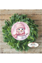 Cute Pink Snowman With Hat Sign - Wreath Enhancement - Michelle's aDOORable Creations - Signature Signs