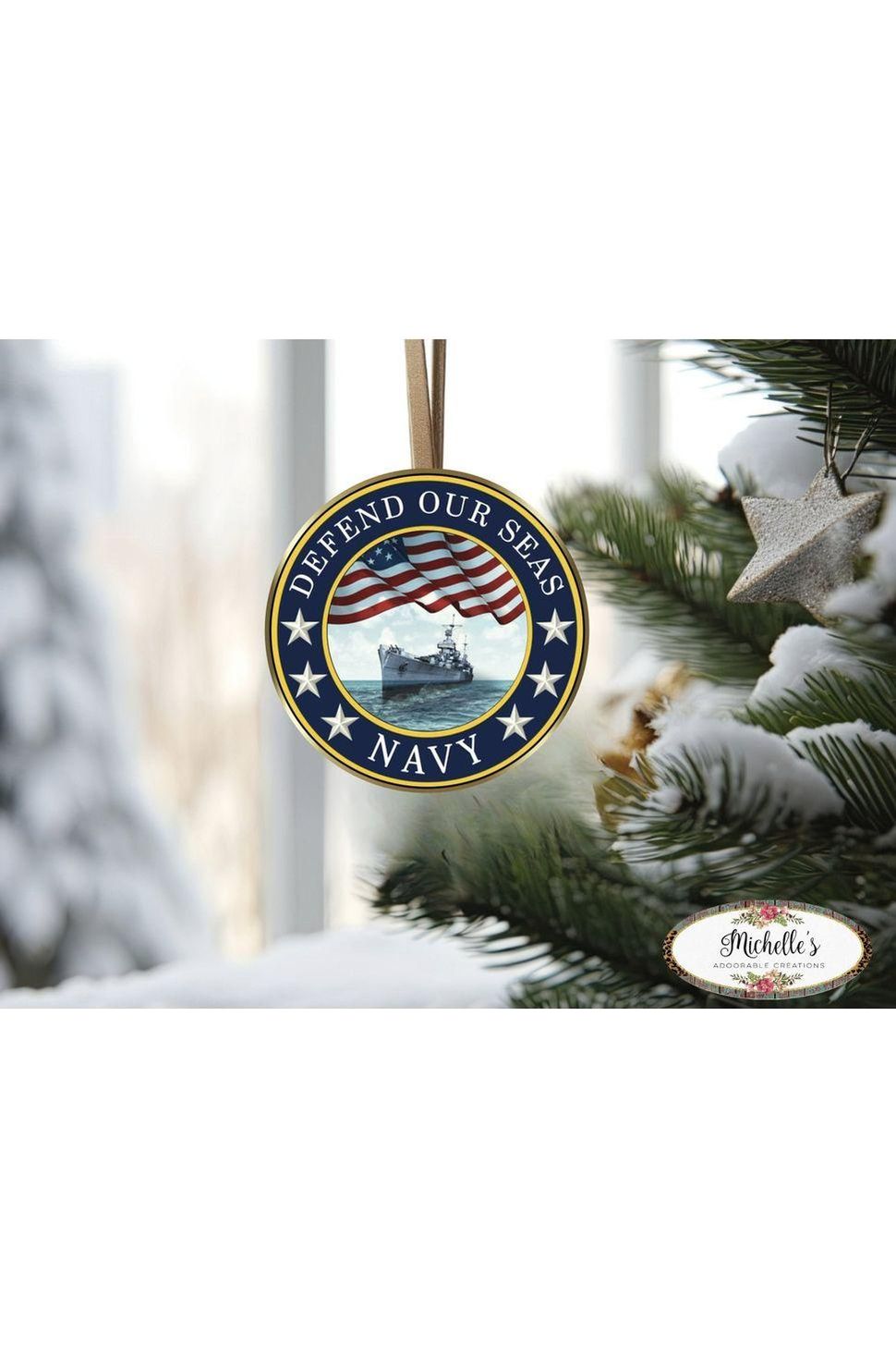 Shop For Defend Our Seas US Navy Round Sign at Michelle's aDOORable Creations