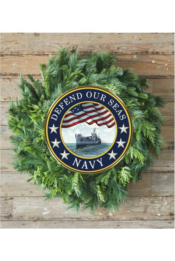 Shop For Defend Our Seas US Navy Round Sign - Wreath Enhancement