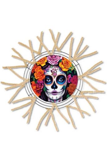 Shop For Dia de la Muerta Floral Skull Sign - Wreath Enhancement