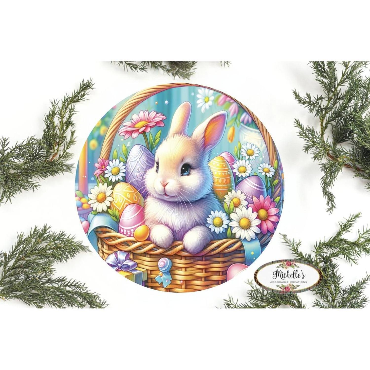 Shop For Easter Basket Bunny Eggs Daisy Sign at Michelle's aDOORable Creations