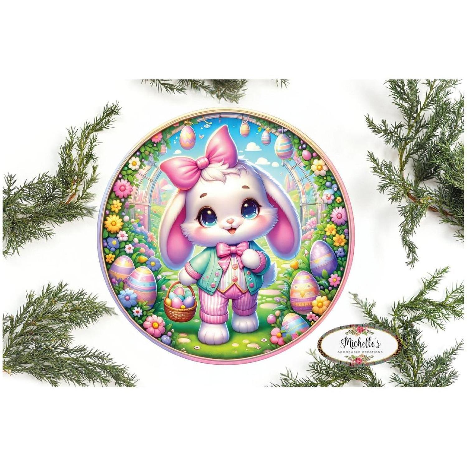 Shop For Easter Bunny and Eggs Faux 3D Sign at Michelle's aDOORable Creations