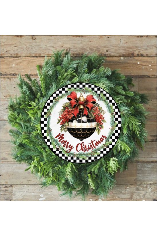 Shop For Elegant Merry Christmas Ornament Check Sign - Wreath Enhancement