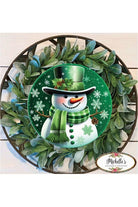 Shop For Emerald Green Snowman Round Sign - Wreath Enhancement
