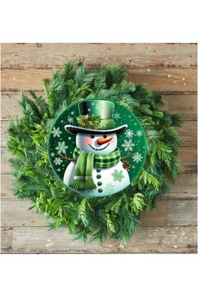 Shop For Emerald Green Snowman Round Sign - Wreath Enhancement