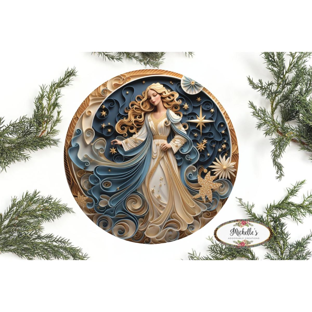 Shop For Faux 3D Gold Navy Christmas Angel Sign at Michelle's aDOORable Creations
