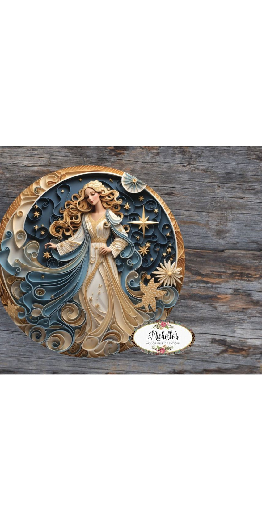 Faux 3D Gold Navy Christmas Angel Sign - Wreath Enhancement - Michelle's aDOORable Creations - Signature Signs