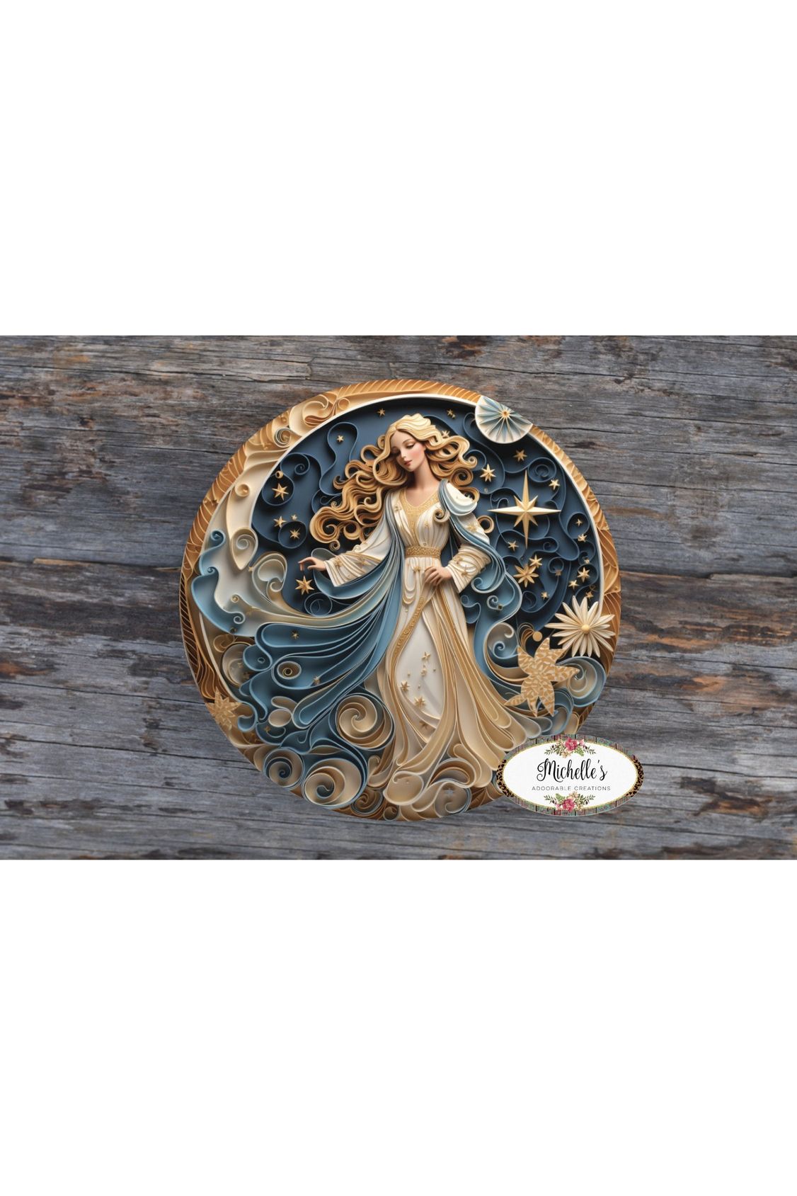 Shop For Faux 3D Gold Navy Christmas Angel Sign - Wreath Enhancement