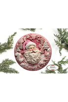 Faux 3D Pink Santa Christmas Sign - Wreath Enhancement - Michelle's aDOORable Creations - Signature Signs
