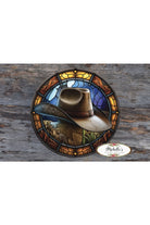 Shop For Faux Stained Glass Cowboy Hat Western Sign - Wreath Enhancement