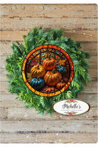 Faux Stained Glass Fall Foliage Pumpkin Sign - Wreath Accent Sign - Michelle's aDOORable Creations - Signature Signs