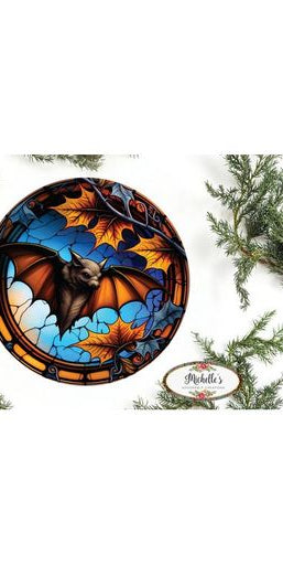 Faux Stained Glass Halloween Bat Sign - Wreath Enhancement - Michelle's aDOORable Creations - Signature Signs