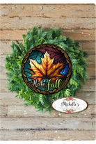 Shop For Faux Stained Glass Hello Fall Sign - Wreath Accent Sign