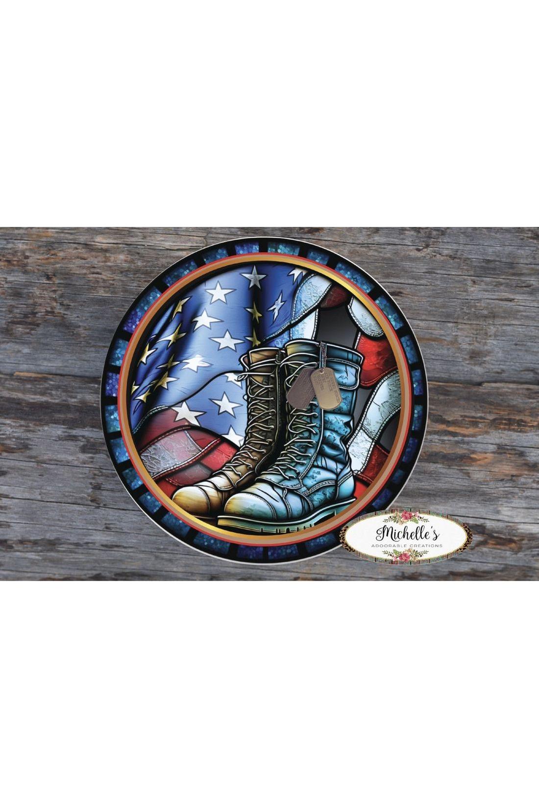 Shop For Faux Stained Glass Military Boots Sign at Michelle's aDOORable Creations