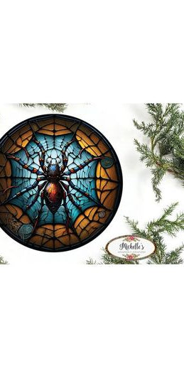 Faux Stained Glass Spider Sign - Wreath Enhancement - Michelle's aDOORable Creations - Signature Signs