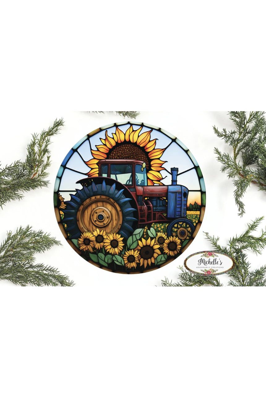 Shop For Faux Stained Glass Vintage Tractor Sign - Wreath Enhancement