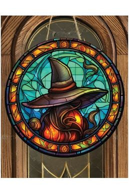 Faux Stained Glass Witch Hat Sign - Wreath Enhancement - Michelle's aDOORable Creations - Signature Signs