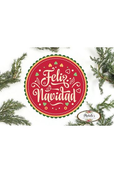 Shop For Feliz Navidad Round Christmas Sign - Wreath Enhancement