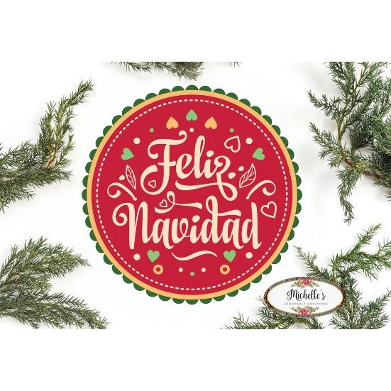 Shop For Feliz Navidad Round Christmas Sign - Wreath Enhancement at Michelle's aDOORable Creations