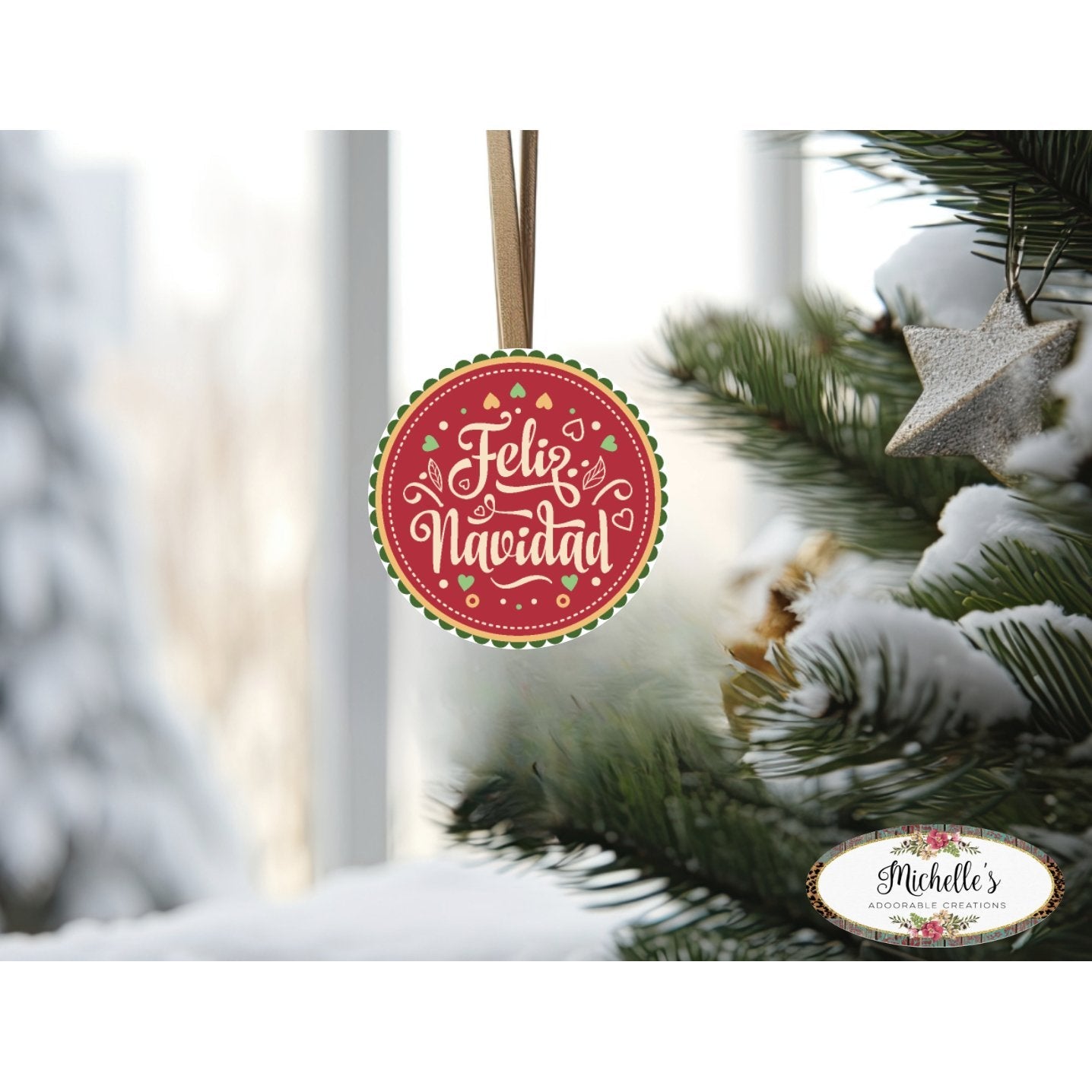 Shop For Feliz Navidad Round Christmas Sign - Wreath Enhancement at Michelle's aDOORable Creations