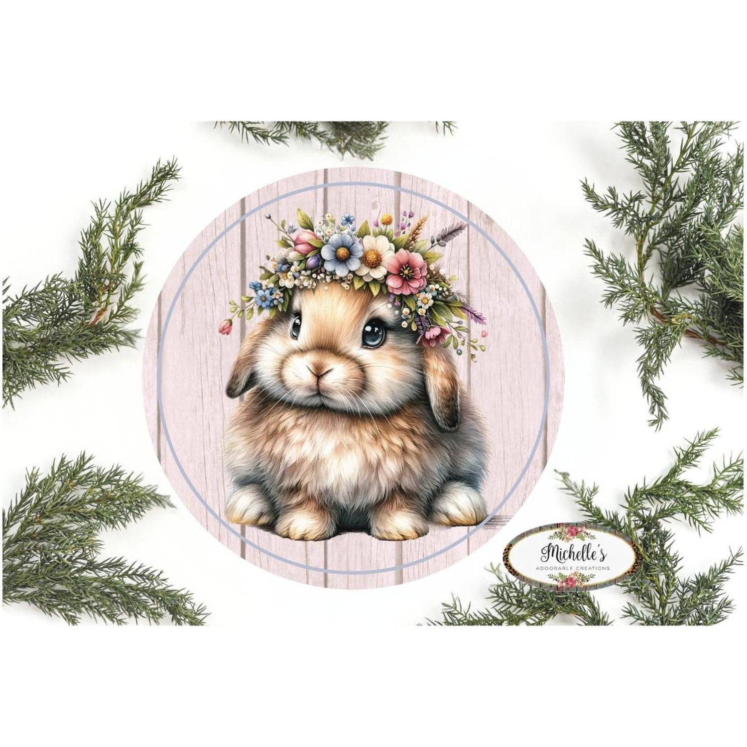 Floppy Lop Ear Floral Spring Easter Bunny Sign