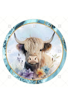Shop For Floral Highland Cow Round Sign - Wreath Enhancement