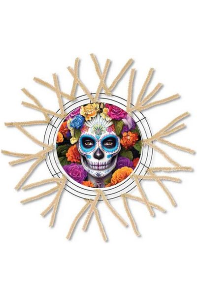 Floral Sugar Skull Dia de la Muerta Sign - Wreath Enhancement - Michelle's aDOORable Creations - Signature Signs