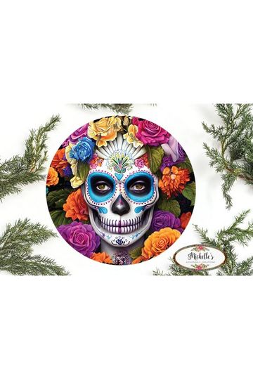 Shop For Floral Sugar Skull Dia de la Muerta Sign - Wreath Enhancement